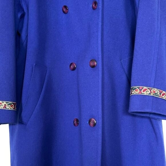 London Fog Vintage Wool Jewel Toned Purple Oversized Long Coat Jacket - Picture 11 of 15